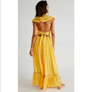 NWT Free People Endless Summer Moonlight Ocean Maxi Dress Size Med Sunset Gold